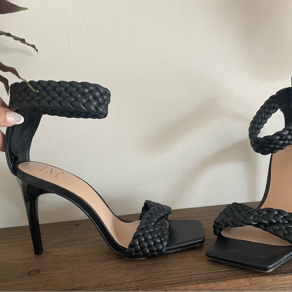 INC International Concepts Black Braided Heels